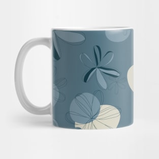 Blue Cream Flower Line Mug